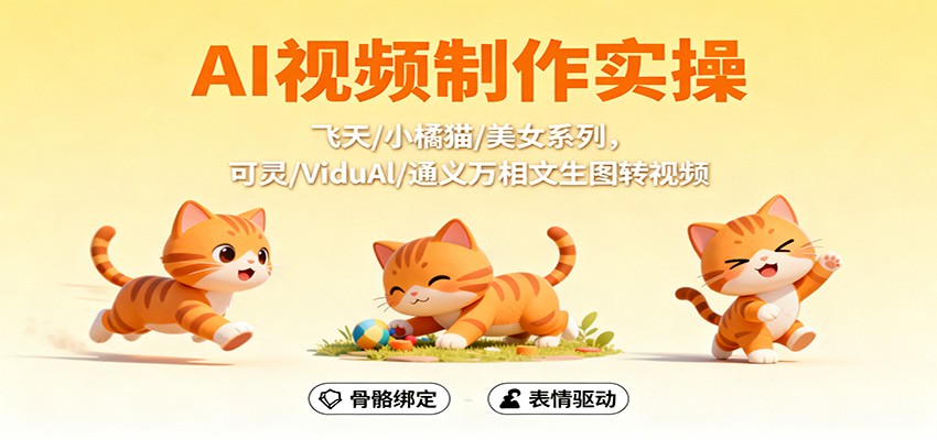AI视频制作实操,飞天/小橘猫/美女系列,可灵/ViduAl/通义万相文生图转视频-摇钱树